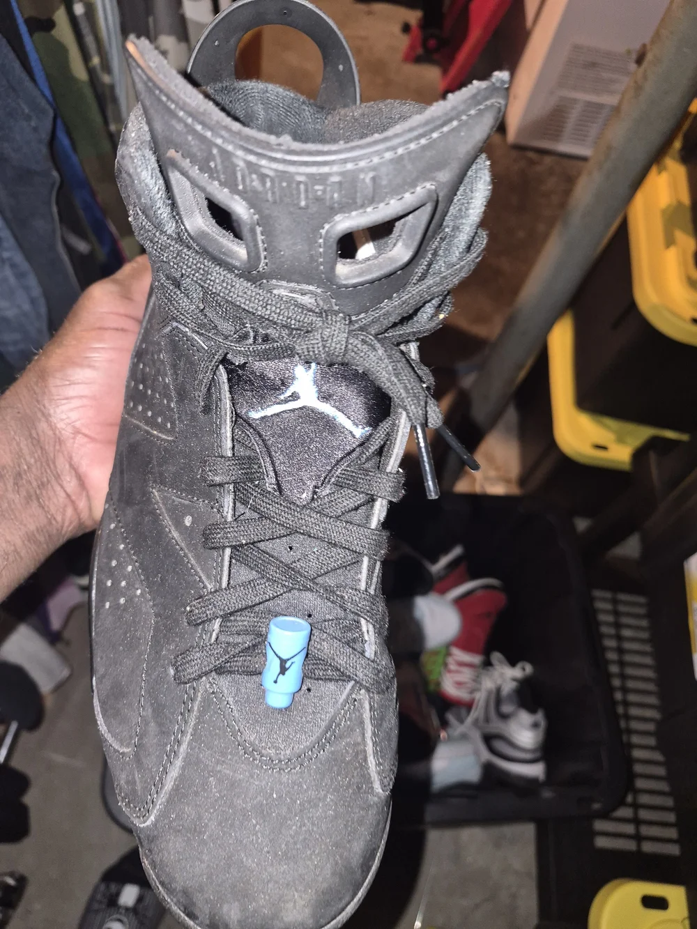 MENs Black and Light Blue High-Top Sneakers